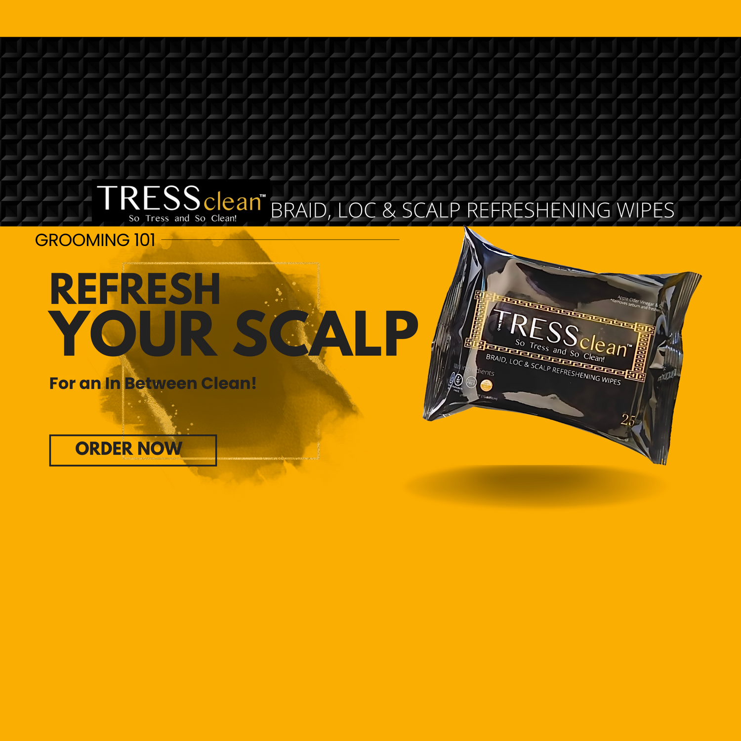 Tress clean Braid, loc & Scalp refreshening wipes. Grooming 101 info on how to wash your braids and how to detox your locs.